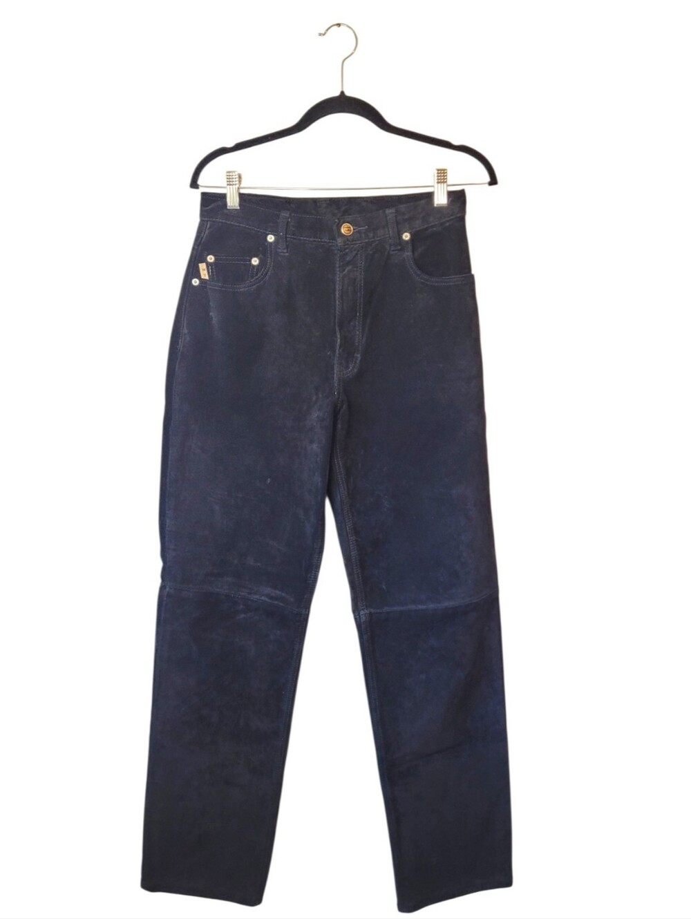 Vintage 90s Wash 2 Wear Black Washable Suede Leather Pants Size 30